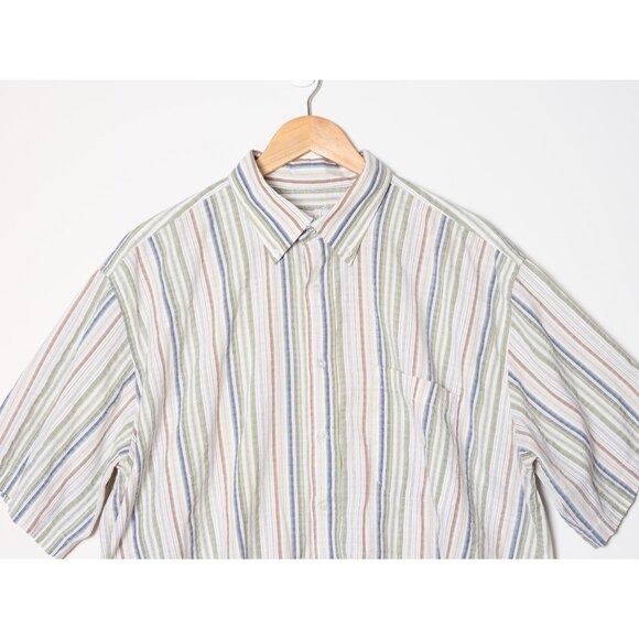 J&J Mens XXL Striped Button Up Shirt White - Picture 2 of 7